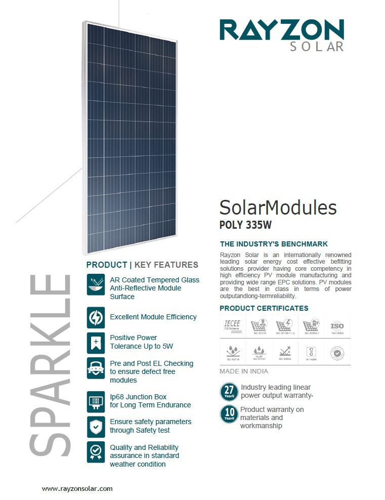 Rayzon DCR 335wp Solar Module Manufacturers in Ethiopia